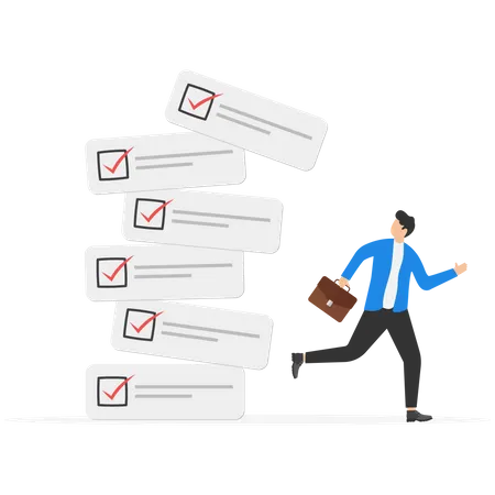 Young man have task management problem  Illustration