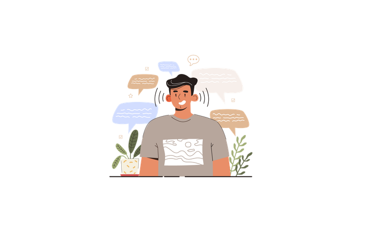 Young man having good listening skill  Illustration