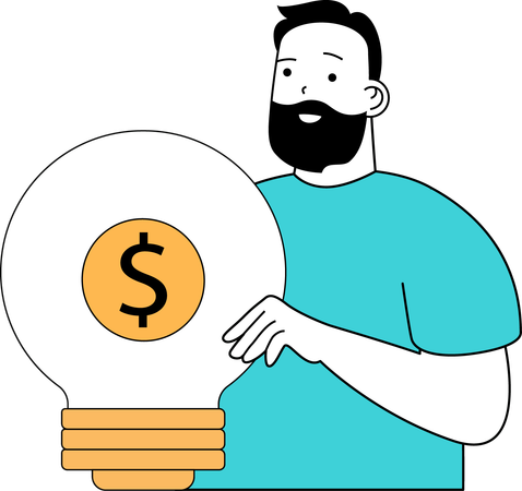 Young man having money idea  Illustration