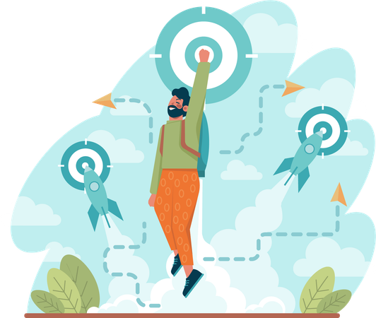 Young man having startup goal  일러스트레이션