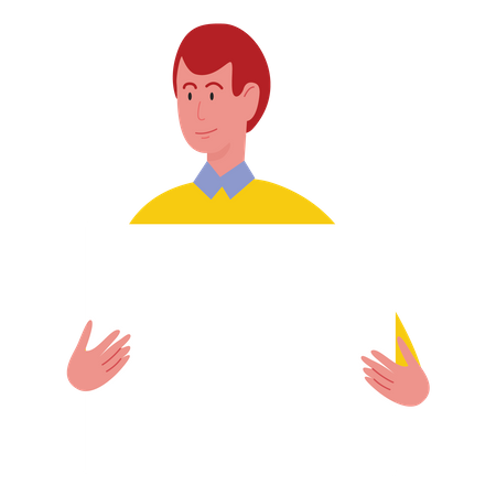 Young man holding blank board  Illustration