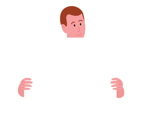 Young man holding blank board  Illustration