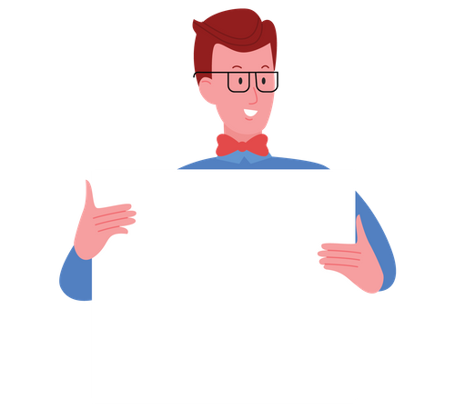 Young man holding board  Illustration