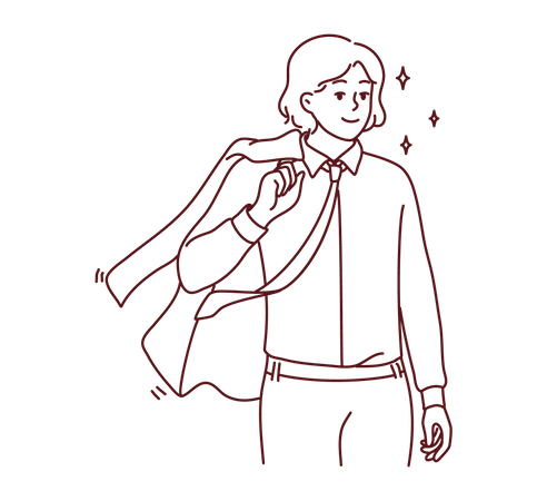 Young man holding coat  イラスト