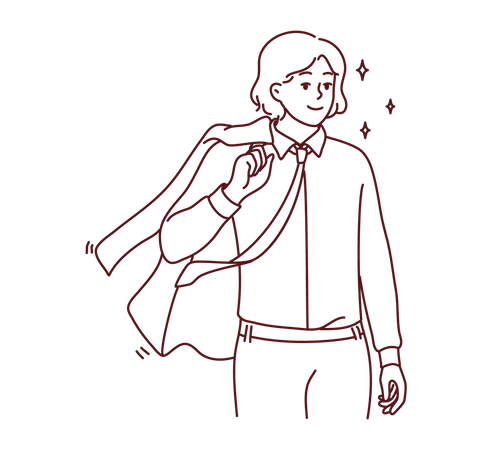 Young man holding coat  イラスト