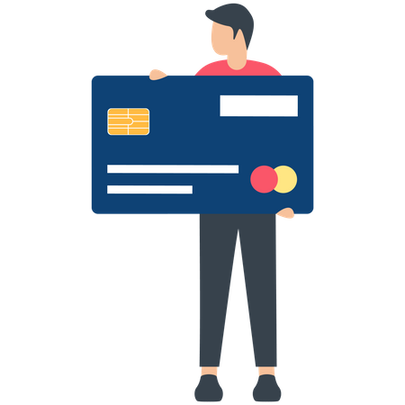 Young Man Holding Credit Card  Illustration