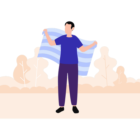 Young man holding flag with pride  Illustration
