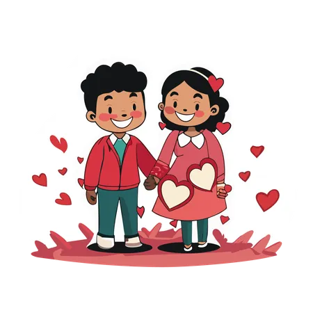 Young man holding girl hand  Illustration