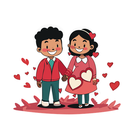 Young man holding girl hand  Illustration