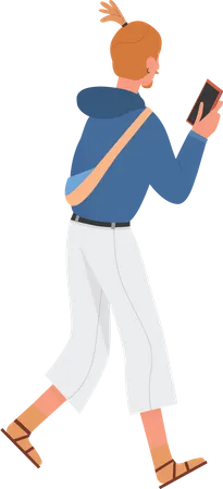 Young man holding mobile  Illustration