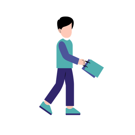 Young Man Holding Shopping Bag  Illustration