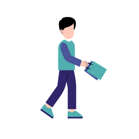 Young Man Holding Shopping Bag  Illustration