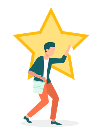 Young man holding star  Illustration