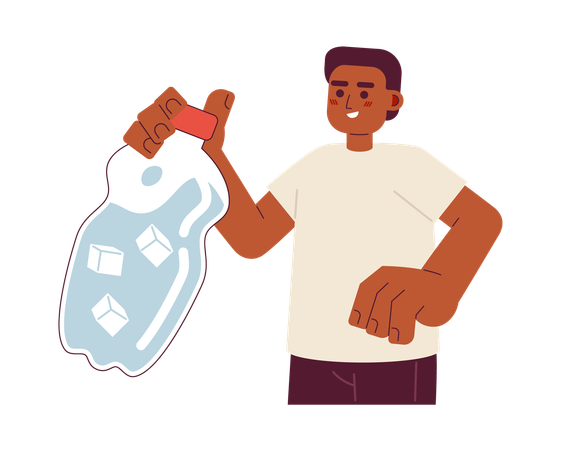 Young man holding water bottle  Illustration