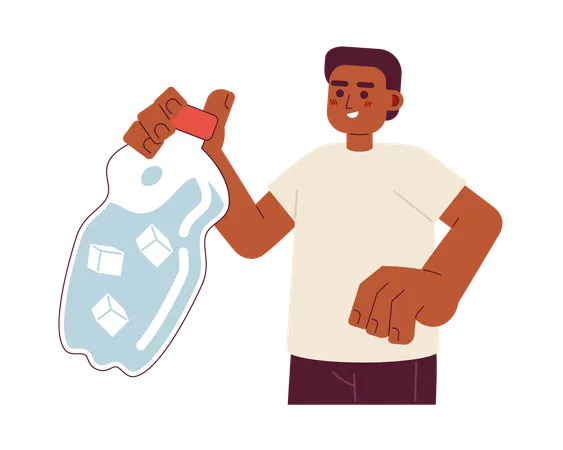 Stay Hydrated In Summer Flat Concept Vector Spot Illustration African American Young Man Holding Water Bottle 2 D Cartoon Character On White For Web UI Design Isolated Editable Creative Hero Image Illustration