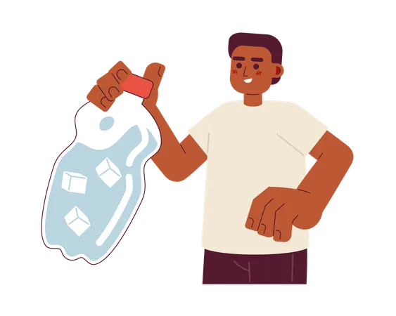 Young man holding water bottle  Illustration