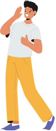 Young Man in Casual Clothes Gesturing with Hands  Illustration