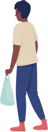 Young man in casual outfit with plastic bag  Illustration