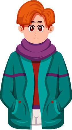 Young Man In Winter  Illustration