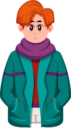 Young Man In Winter  Illustration