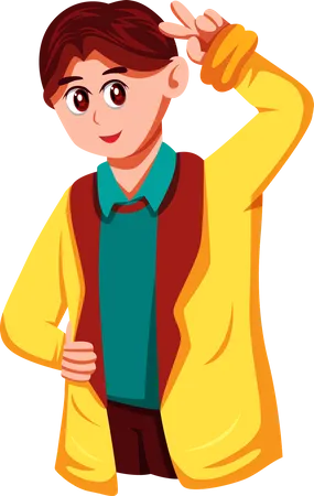 Young Man in Winter Clothes Character  Illustration