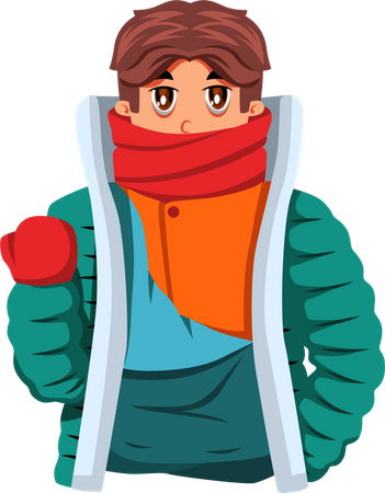 Young Man in Winter Clothes Character  Illustration