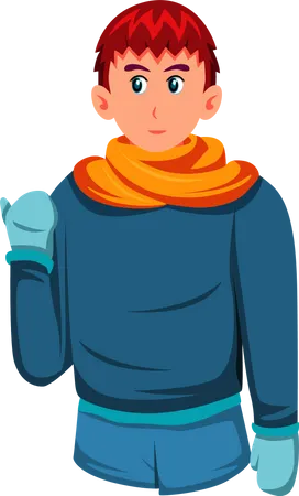 Young Man in Winter Clothes Character  Illustration