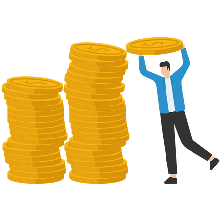 Young man invest  money  Illustration