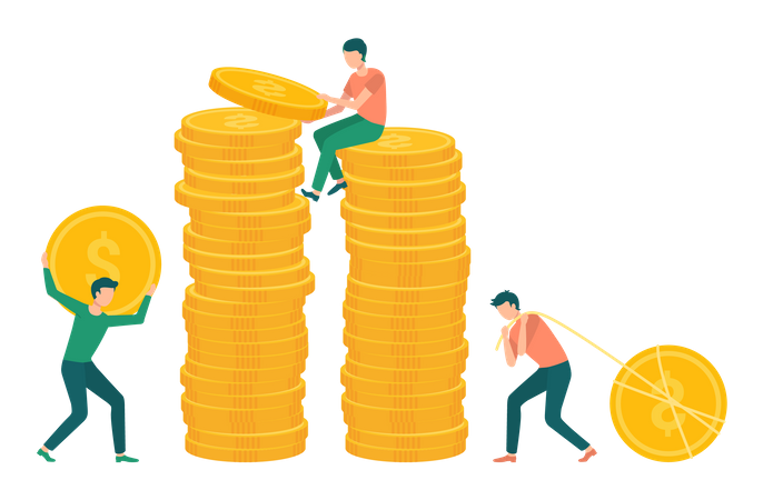 Young man investing money Illustration