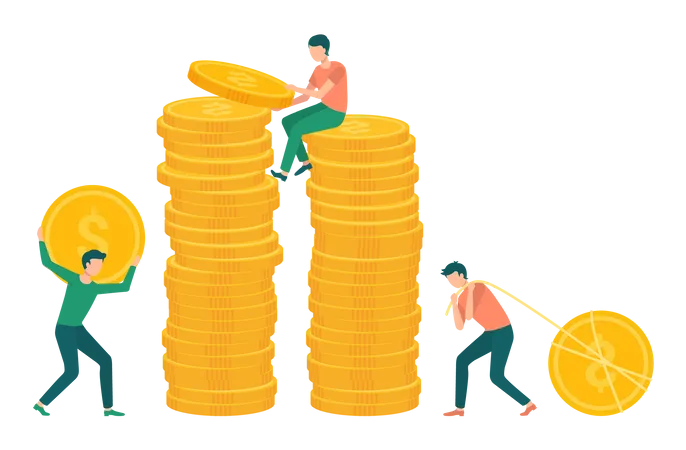Young man investing money Illustration