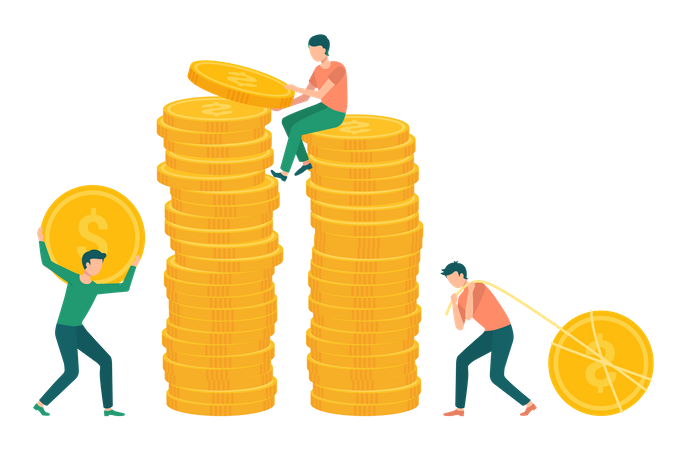 Young man investing money  Illustration