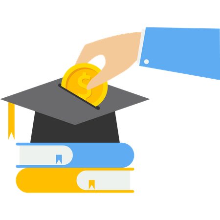 Young man investing money in education and knowledge  Illustration