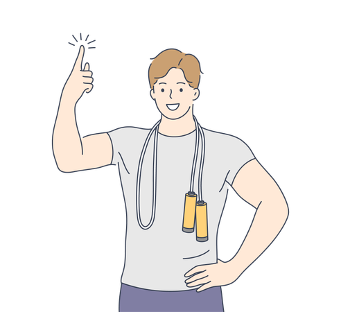 Young man is skipping rope  Illustration