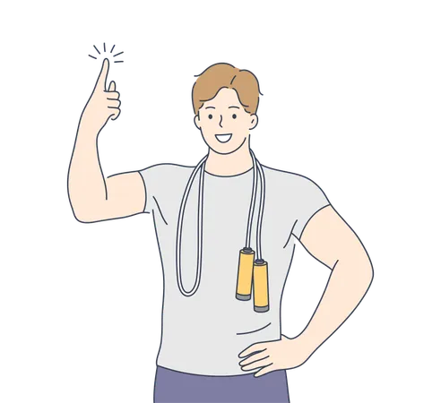 Young Man Is Skipping Rope Illustration
