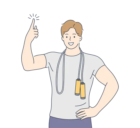 Young man is skipping rope  Illustration