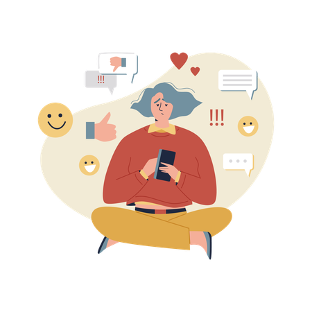 Young man is upset because of people's opinion on the Internet  Illustration