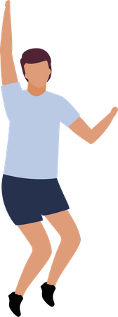 Young man jumps with hand up Illustration