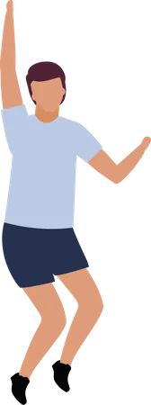 Young man jumps with hand up  Illustration