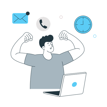 Young man Keeping Active While Working  Illustration