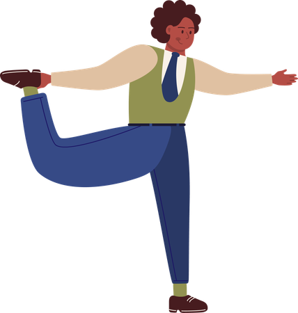 Young man leg stretching exercise  Illustration