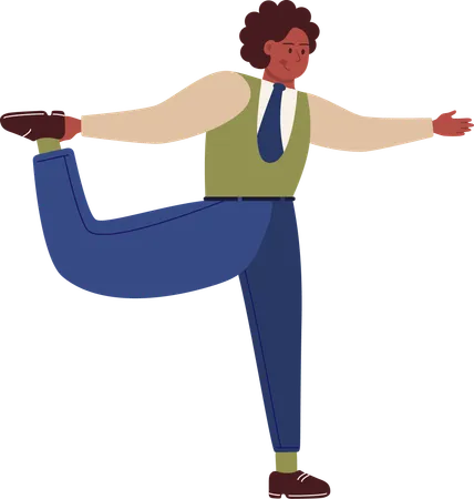 Young man leg stretching exercise  Illustration
