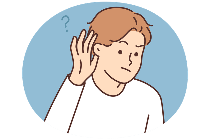 Young man listen to hidden information  Illustration