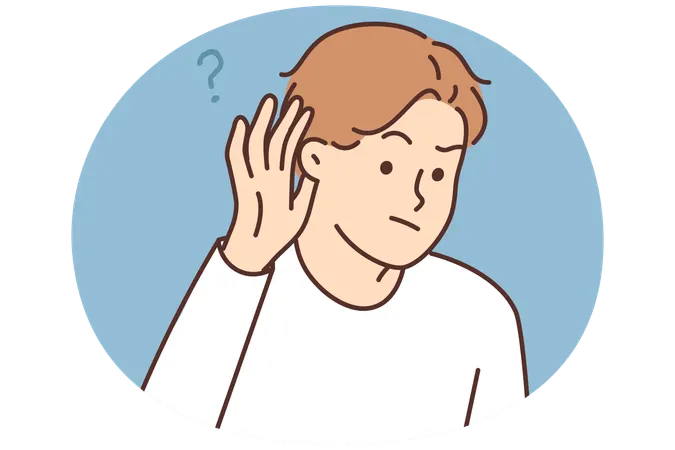 Young man listen to hidden information  Illustration