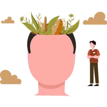 Young man looking at mind  Illustration