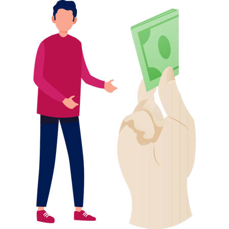 Young man looking investment cash  Illustration