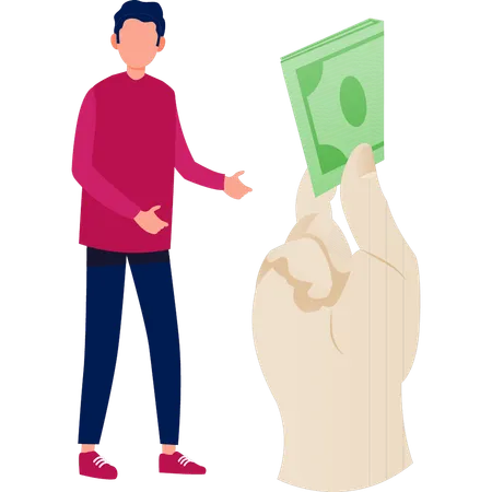 Young man looking investment cash  Illustration