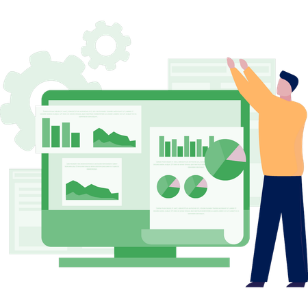 Young man looking tactical planning  Illustration