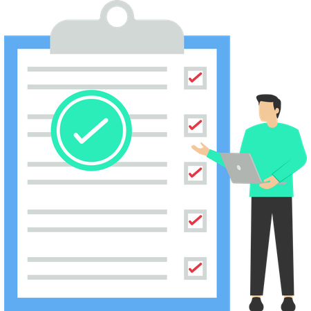 Young man making checklist  Illustration