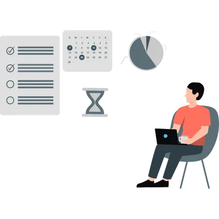 Young man making task management  Illustration