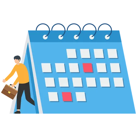 Young man making task schedule  Illustration